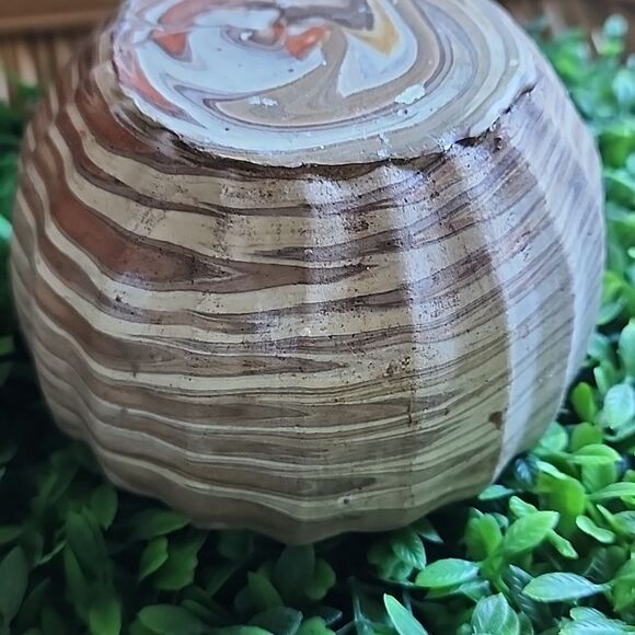 Vintage Comanche Marbled Pottery Bowl Signed By Artist - Picture 8 of 8